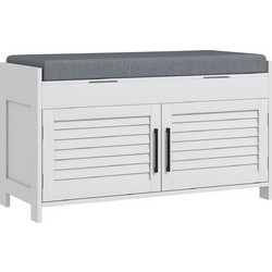 HOMCOM Παπουτσοθήκη Ξύλινη Λευκή M90xΠ36xY50cm 837-477V80WT