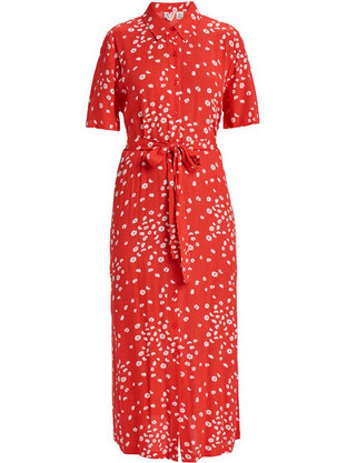 Roxy Island Escape Midi Καλοκαιρινό Καθημερινό Φόρεμα Floral Σεμιζιέ Κόκκινο ERJWD03865