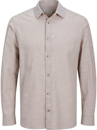 Jack & Jones Ανδρικό Πουκάμισο Βαμβακερό Μακρυμάνικο Κανονική Γραμμή Μπεζ 12269315