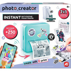 AS Company Photo Creator Μονόχρωμος Φορητός Εκτυπωτής Φωτογραφιών Zink με Mobile Print