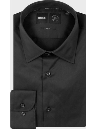 Hugo Boss Ανδρικό Πουκάμισο Βαμβακερό Μακρυμάνικο Κανονική Γραμμή Μαύρο 50503356-001