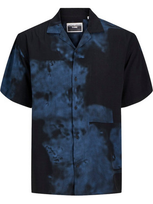 Jack & Jones Ανδρικό Πουκάμισο Κοντομάνικο Κανονική Γραμμή Μαύρο 12257405