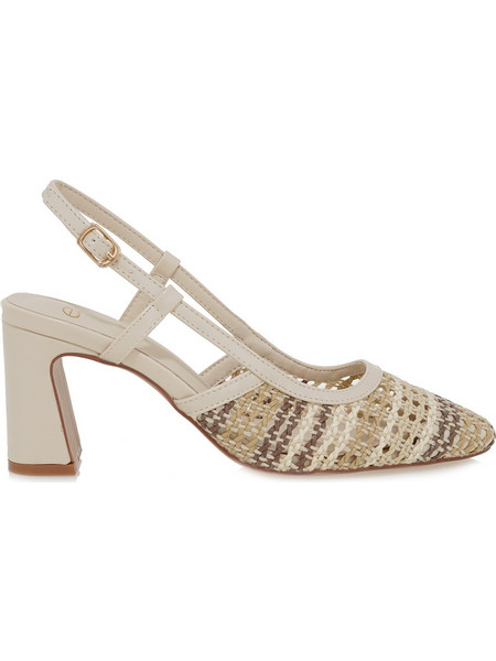 Exe Γόβες Slingback με Χοντρό Ψηλό Τακούνι Εκρού U470V50645K4
