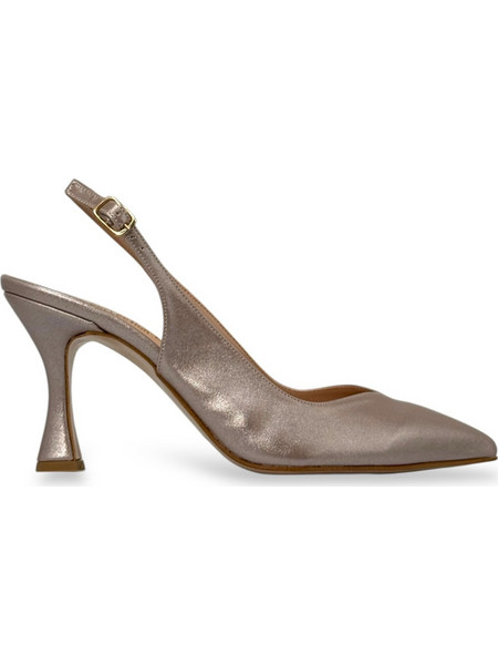 Ellen Γόβες Slingback Δερμάτινες με Λεπτό Ψηλό Τακούνι Μπρονζέ 84214