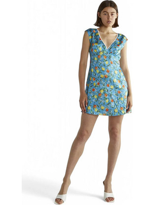 Glamorous Mini Καλοκαιρινό Βραδινό Φόρεμα Floral Γαλάζιο CK7845