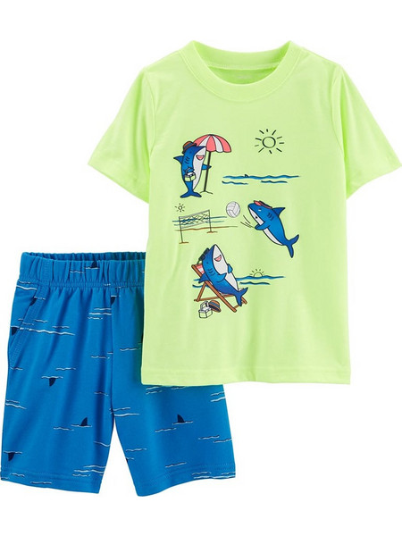Carter's Παιδικό Σετ για Αγόρι Καλοκαιρινό Lime Royal Blue 1N665110