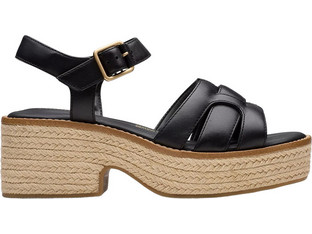 Clarks Γυναικεία Πέδιλα Δερμάτινα Μαύρα με Χοντρό Χαμηλό Τακούνι 26181247