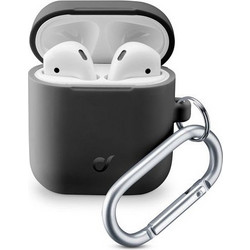 Cellular Line Bounce Θήκη Σιλικόνης με Γάντζο για Apple AirPods 1 / 2 Μαύρη