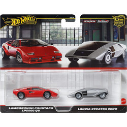Mattel Hot Wheels Premium Car Culture Lamborghini Countach LP5000 QV & Lancia Stratos Zero