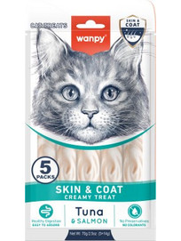 Wanpy Creamy Treat Skin & Coat with Tuna & Salmon 70gr