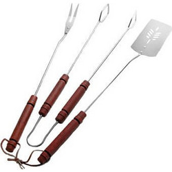 Grill Chef Σετ Εργαλεία Μπάρμπεκιου 3τμχ GC0110 Καφέ