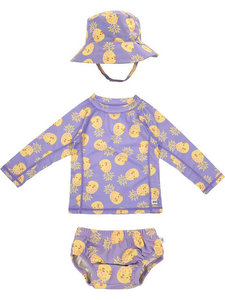 Zoocchini Pineapple Σετ Αντηλιακό UV Βρεφικό Μαγιό Πάνα Σετ με Μπλούζα για Κορίτσι Λιλά ZOO16016