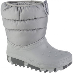 Crocs Παιδικές Μπότες Χιονιού Γκρι Αδιάβροχες με Γούνα 207684-007
