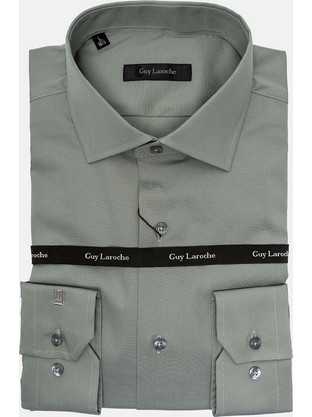 Guy Laroche Ανδρικό Πουκάμισο Μακρυμάνικο Slim Fit Γκρι GLES18244