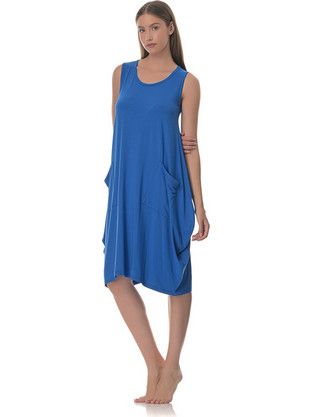 PNN Nightwear Midi Καλοκαιρινό Καθημερινό Φόρεμα Royal Blue 0233-0026