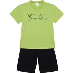 Pretty Baby Παιδική Πιτζάμα Βαμβακερή Καλοκαιρινή Lime Μαύρη 63058