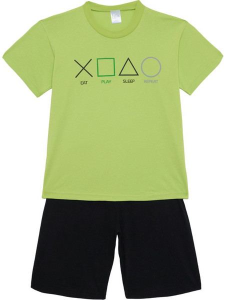Pretty Baby Παιδική Πιτζάμα Βαμβακερή Καλοκαιρινή Lime Μαύρη 63058