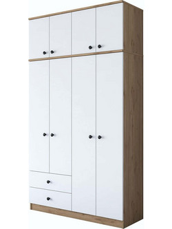 Hanah Home Τετράφυλλη Ντουλάπα Ρούχων με Καθρέπτη Oak 120x42.5x216.8cm 893RAN3316