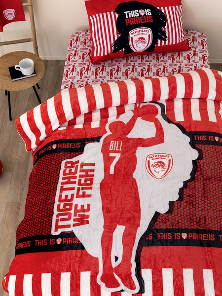 Palamaiki Παιδική Κουβέρτα Fleece Olympiacos 160x220 Κόκκινη Λευκή