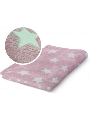 Borea Παιδική Κουβέρτα Fleece Αστεράκια Φωσφοριζέ 150x220 Ροζ
