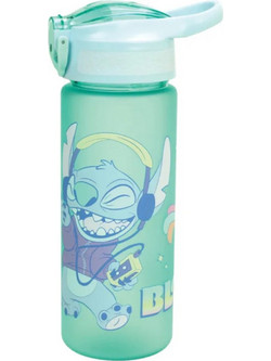 Gim Stitch Παιδικό Παγούρι Πλαστικό με Καλαμάκι Τιρκουάζ 600ml