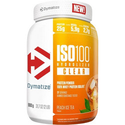 Dymatize ISO 100 Hydrolyzed Clear Peach Ice Tea Πρωτεΐνη Ορού Γάλακτος Γράμμωσης Χωρίς Γλουτένη 512gr