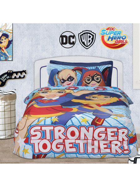 Das Home Super Hero Girls 5005 Σετ Παιδική Παπλωματοθήκη Μονή Βαμβακερή 160x240 Γαλάζια Κόκκινη