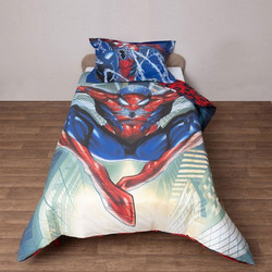 Viopros Spider-Man 51 Σετ Παιδική Παπλωματοθήκη Μονή Βαμβακερή 160x200 Μπλε Μπεζ