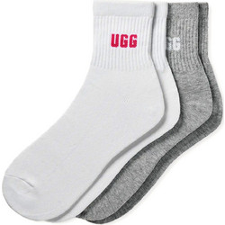 UGG Βαμβακερές Γυναικείες Κάλτσες Λευκές Γκρι 2Pack 1171623-F188
