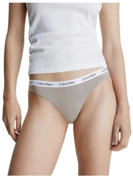 Calvin Klein Βαμβακερό Γυναικείο String Γκρι 0000D1617E-PET