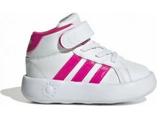 Adidas Grand Court Mid Παιδικά Sneakers Μποτάκια Λευκά Φούξια JS1682