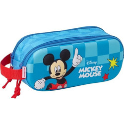 Safta Mickey Mouse Κασετίνα Βαρελάκι με 2 Θήκες Γαλάζια 822550512