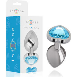Intense Aluminum Heart Large Πρωκτική Σφήνα Diamond Plug 9cm Ασημί Μπλε D-235744