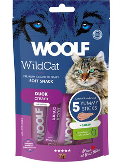 Woolf Wildcat Soft Snack Cream with Duck & Catnip 5x14gr