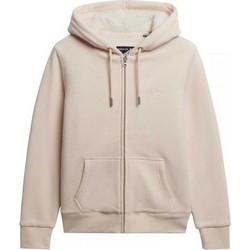 Superdry Γυναικεία Ζακέτα Φούτερ Μακριά με Κουκούλα και Φερμουάρ Nude W2012323A
