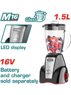 Total TJB050K Μπλέντερ για Smoothie με Γυάλινη Κανάτα 1.5lt 300W