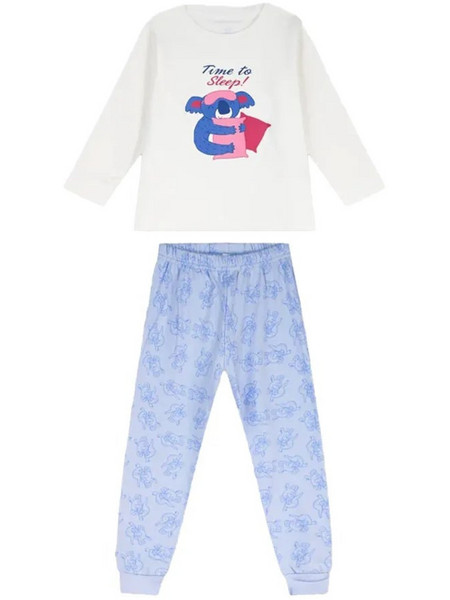 Energiers Lilo & Stitch Παιδική Πιτζάμα Βαμβακερή Χειμωνιάτικη Λευκή Γαλάζια 35-125301-9