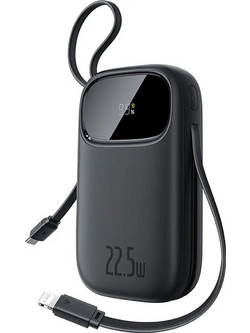 Baseus Enerfill FC31 Power Bank 20000mAh 22.5W με Ενσωματωμένα Καλώδια USB-C & Lightning Black
