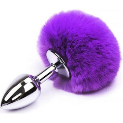 LateToBed Afterdark Pompon Small Πρωκτική Σφήνα 7cm Ασημί Μωβ