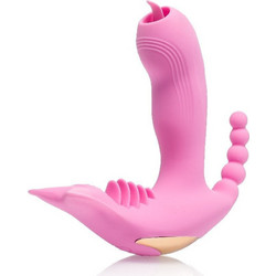 Zenn Three In One Vibrator Κλειτοριδικός Δονητής 14cm Ροζ
