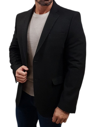 Lexton Ανδρικό Blazer Υφασμάτινο με Κανονική Εφαρμογή Μαύρο 08.36