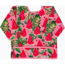 Twistshake Watermelon Αδιάβροχη Σαλιάρα Ποδιά Πλαστική Τσέπη & Μανίκια 12m+ Ροζ Κόκκινη