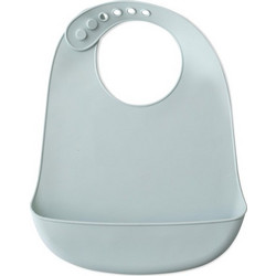 Interbaby Αδιάβροχη Σαλιάρα Σιλικόνης με Κουμπί & Τσέπη Γαλάζια