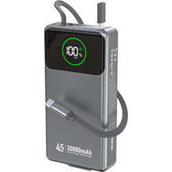 Dudao K31 Pro Power Bank 20000mAh 45W με Θύρα USB-A & 2 Θύρες USB-C Grey