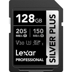 Lexar Silver Plus SDXC 128GB Class 10 U3 V30 UHS-I 205MB/s
