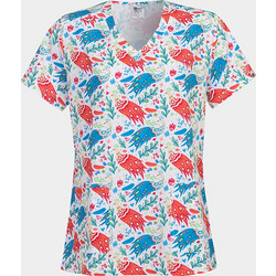 B-Well Isabella Colourful Peacock Γυναικεία Ιατρική Μπλούζα με Σχέδια