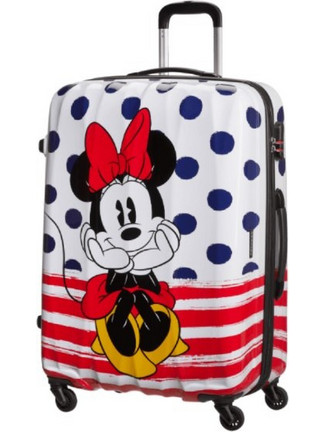American Tourister Disney Legends Blue Dots 64480-9071 Παιδική Βαλίτσα Μεγάλη 75x52.5x31cm με 4 Ρόδες Λευκή