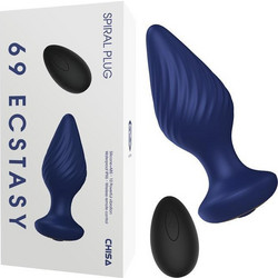 Chisa Novelties 69 Ecstasy Spiral Mellow Πρωκτική Σφήνα Ασύρματη με Δόνηση 10cm Μπλε