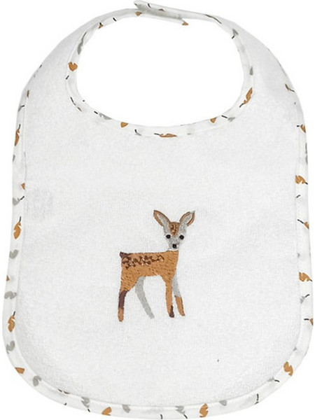 Baby Star Forest Friends Αδιάβροχη Σαλιάρα από 100% Βαμβάκι με Αυτοκόλλητο Λευκή