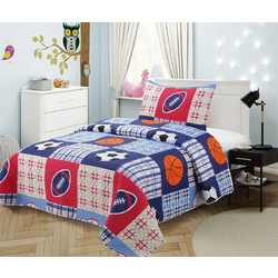 Dimcol Σετ Παιδικό Κουβερλί Μονό Microfiber με Μαξιλαροθήκη 160x220 251 Μπλε Κόκκινο